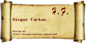 Hinger Farkas névjegykártya